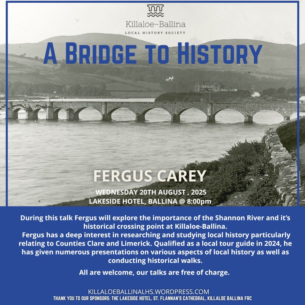 Killaloe-Ballina Local History Society will host their next lecture "A Bridge to History"